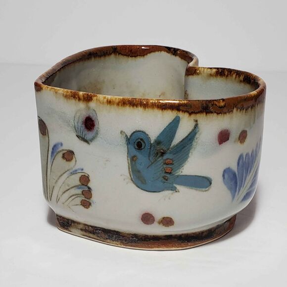 Tonala Folk Art Pottery Planter and Dish Heart - Picture 9 of 9